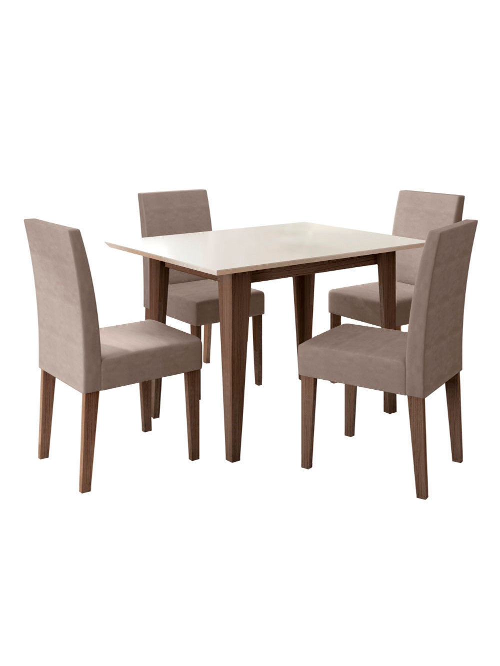 Conjunto Sala de Jantar Retangular Mesa Kate 120cm e 04 Cadeiras Josi Poliman Móveis - Carvalho com Grafite