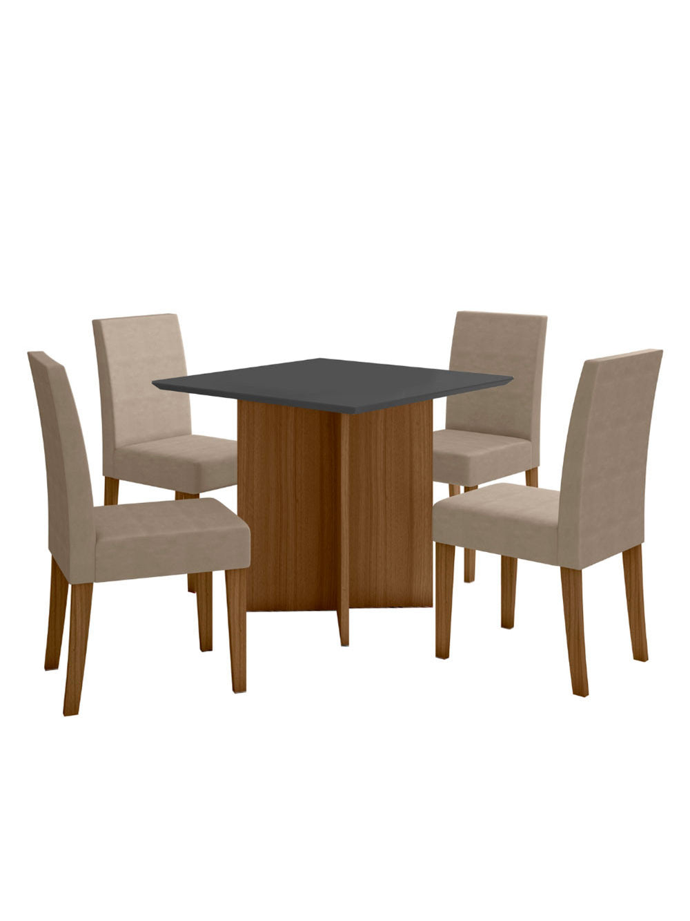 Conjunto Sala de Jantar Quadrada Mesa Helo 90cm e 04 Cadeiras Josi Poliman Móveis