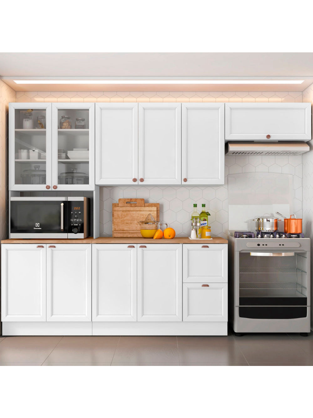 Cozinha Completa modulada Olivia 4 Peças 10 Portas 2 Gavetas - Branco