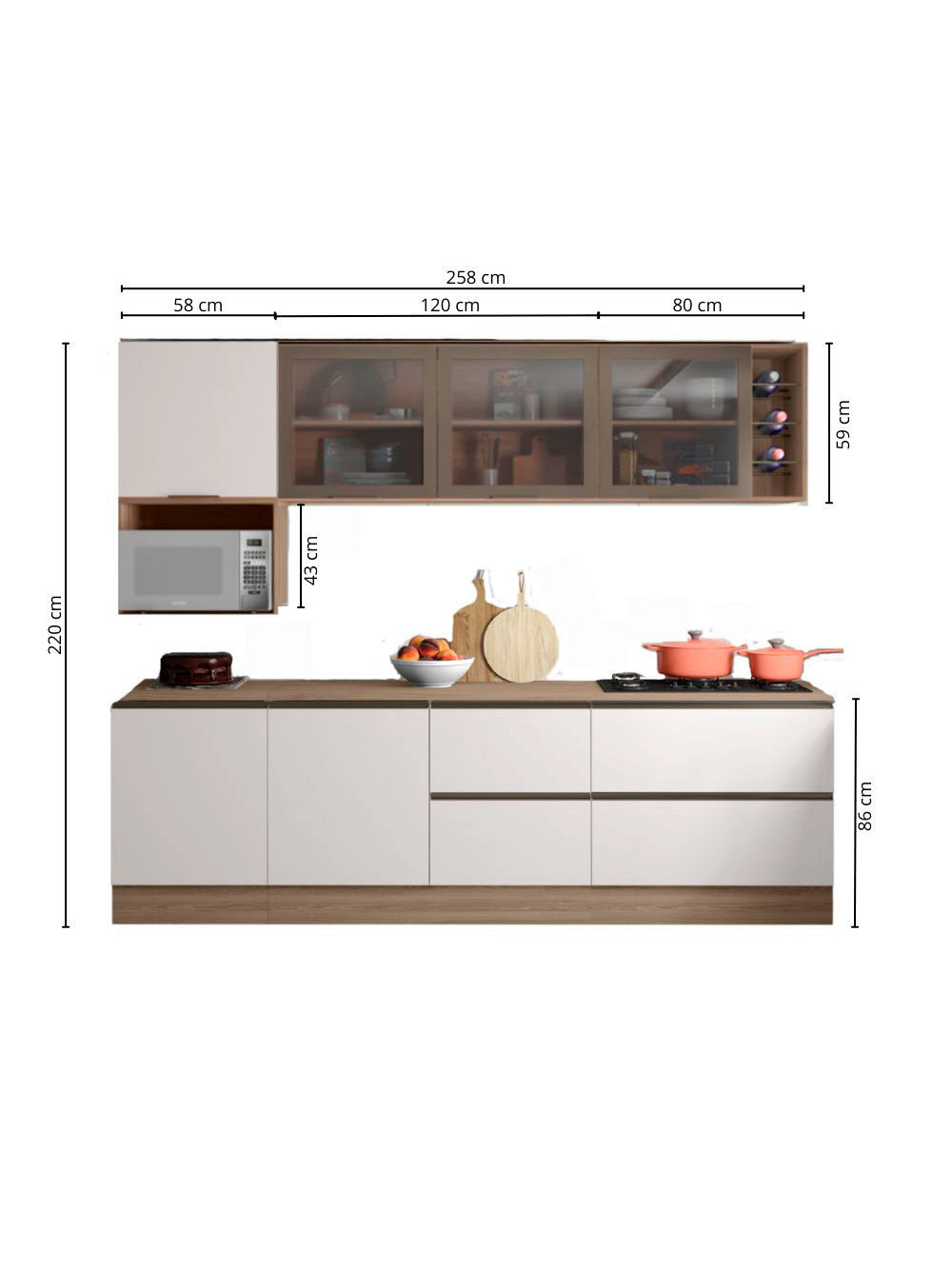 Composição Cozinha Modulada Etna com 7 Peças Poliman