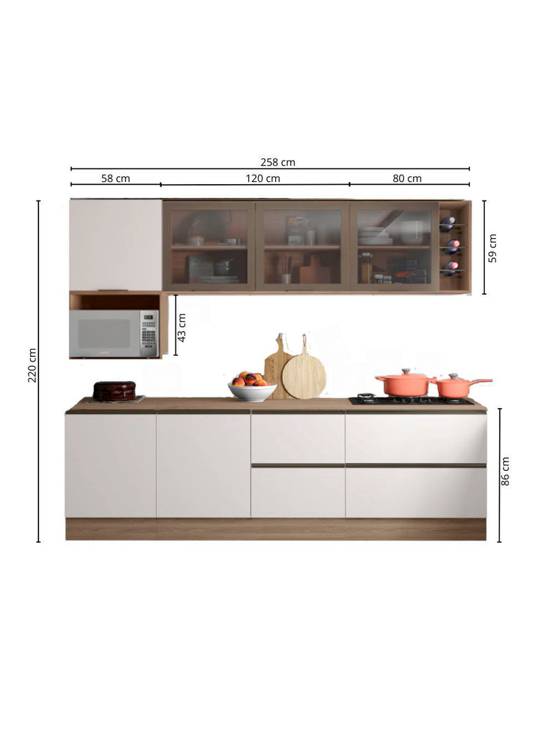 Composição Cozinha Modulada Etna com 7 Peças Poliman