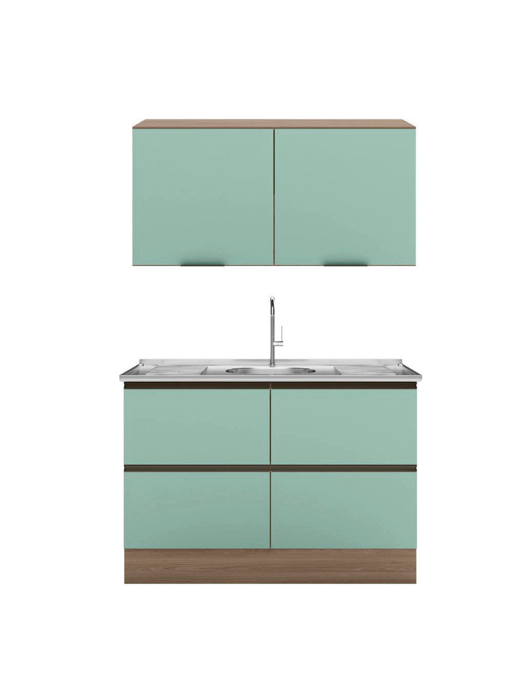 Composição Cozinha Modulada Etna 2 Peças Poliman - Carvalho Oak/Menta