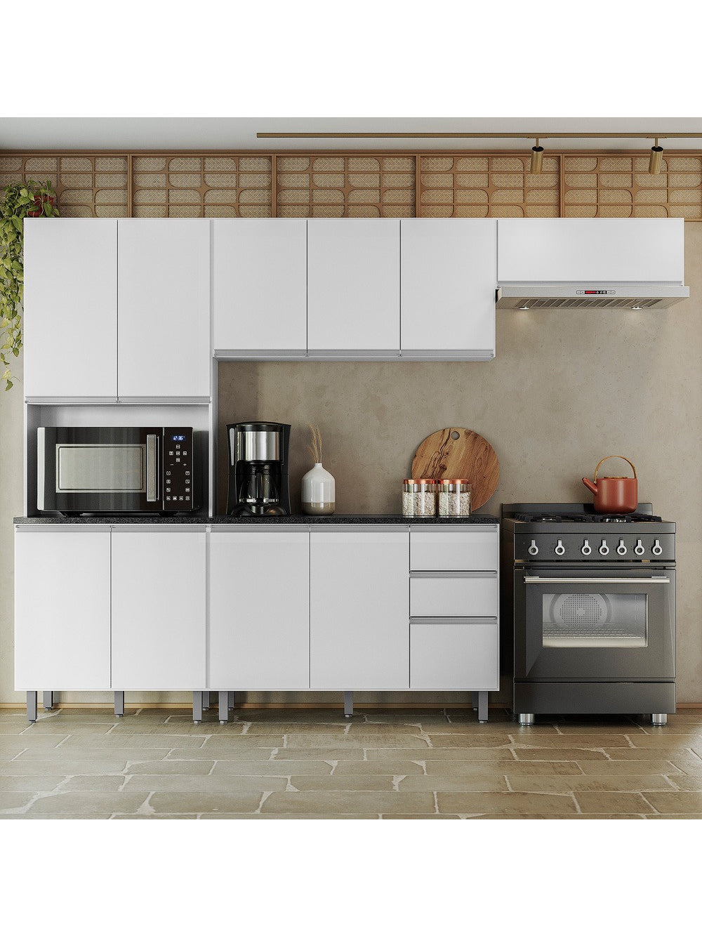 Composição Cozinha Modulada Evidence 6 Peças Poliman Móveis - Branco