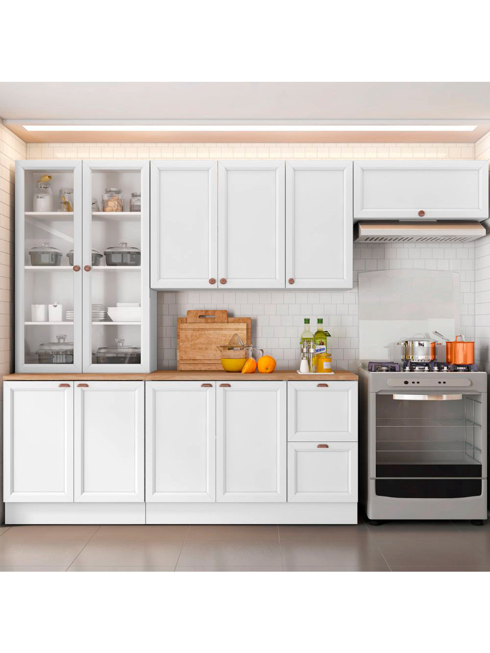 Composição Cozinha Olivia 5 Peças com Cristaleira Poliman Móveis - Branco