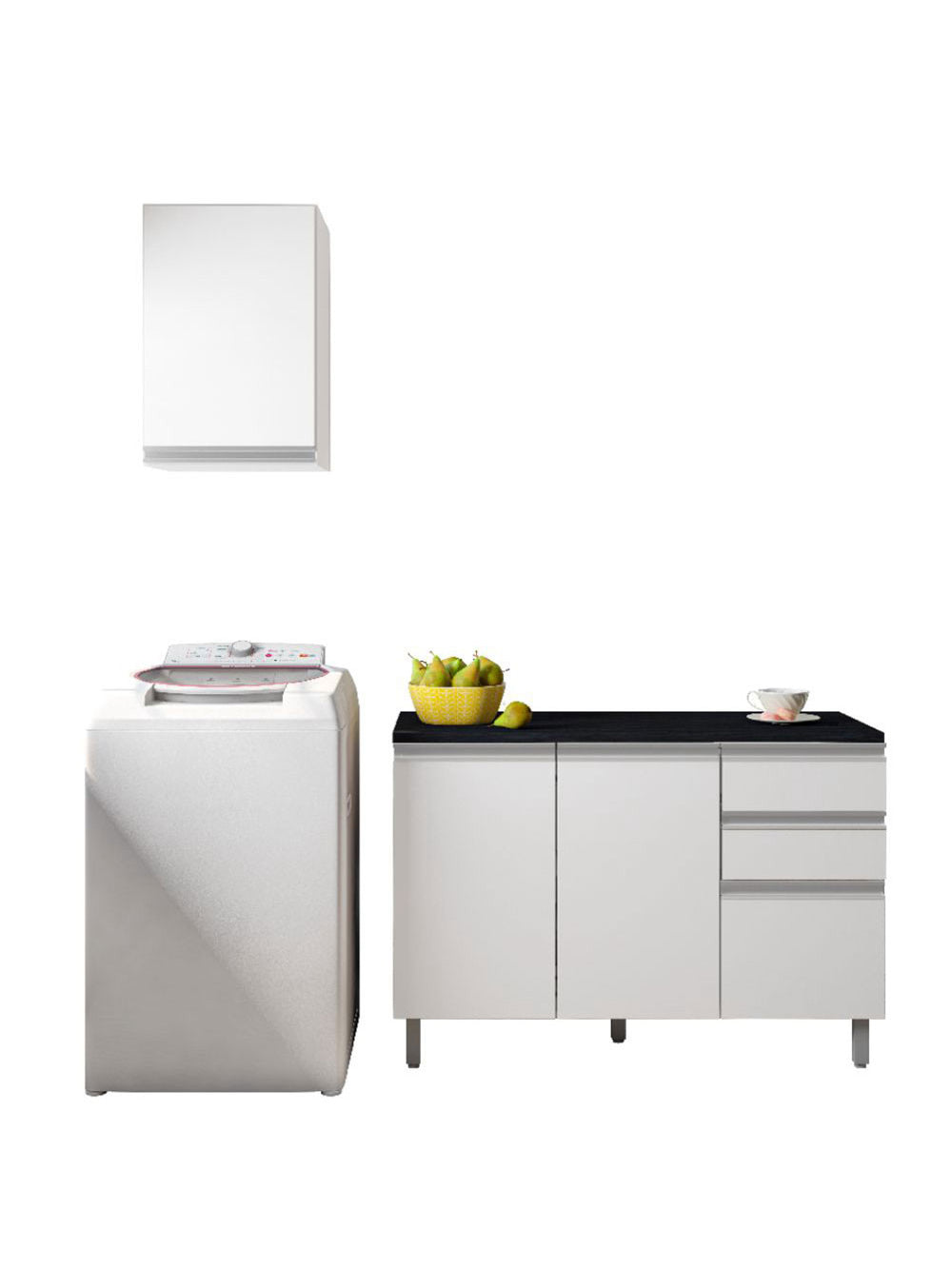 Cozinha Modulada Evidence 2pc com Tampo Poliman Móveis - Branco