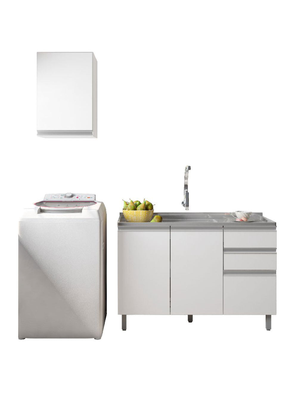 Cozinha Modulada Evidence 2 peças sem Tampo Poliman Móveis - Branco