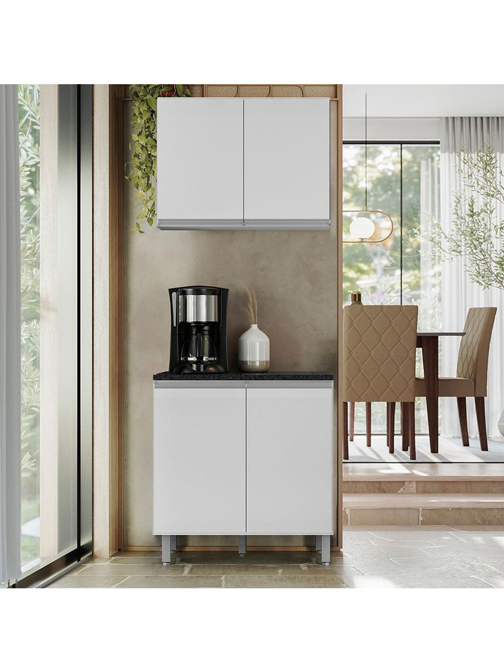 Cozinha Modulada Evidence 2 Peças 80cm com Tampo Poliman Móveis - Branco