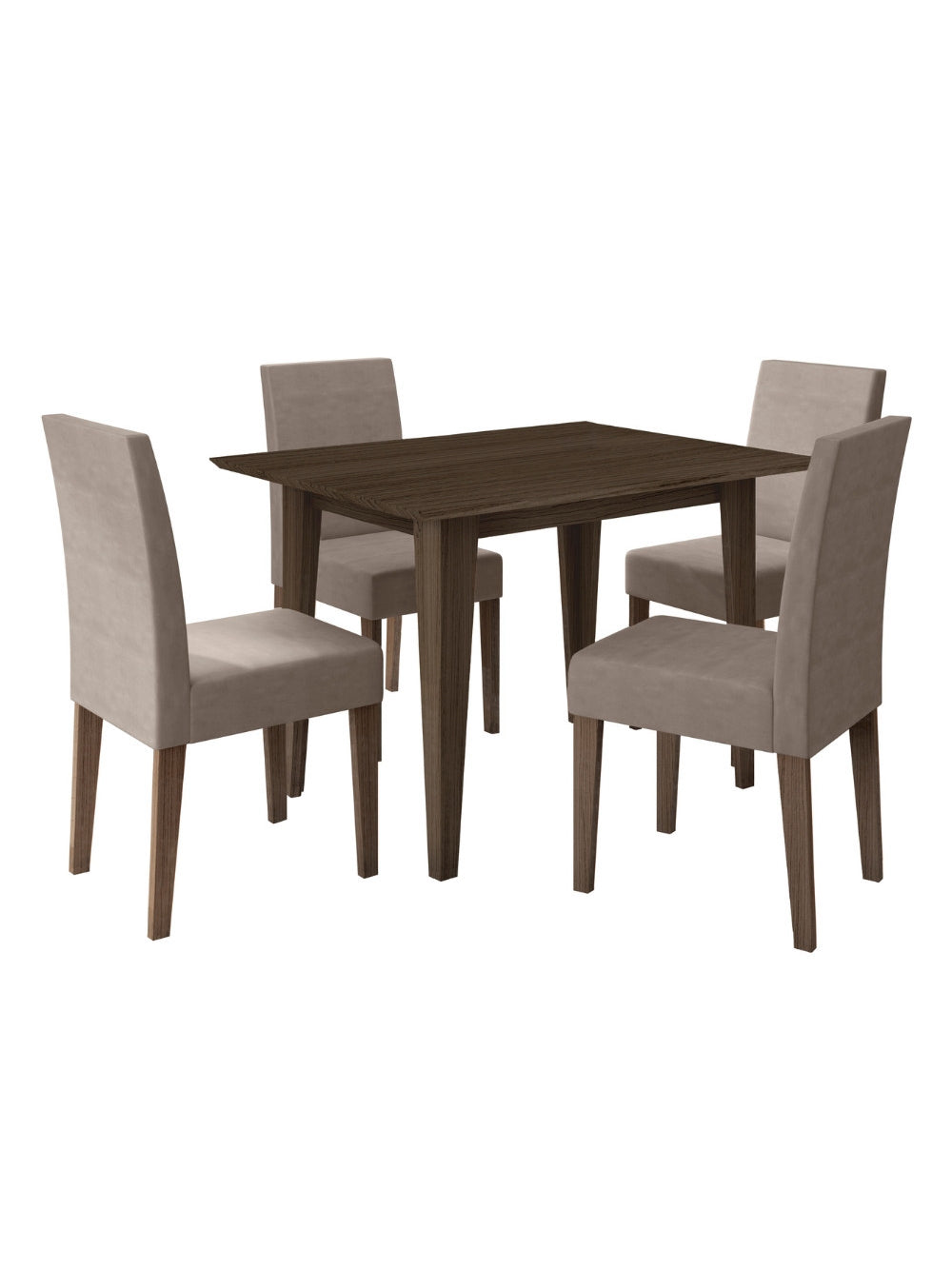 Conjunto Sala de Jantar Retangular Mesa Kate 120cm e 04 Cadeiras Josi Poliman Móveis - Carv/Bege/Off