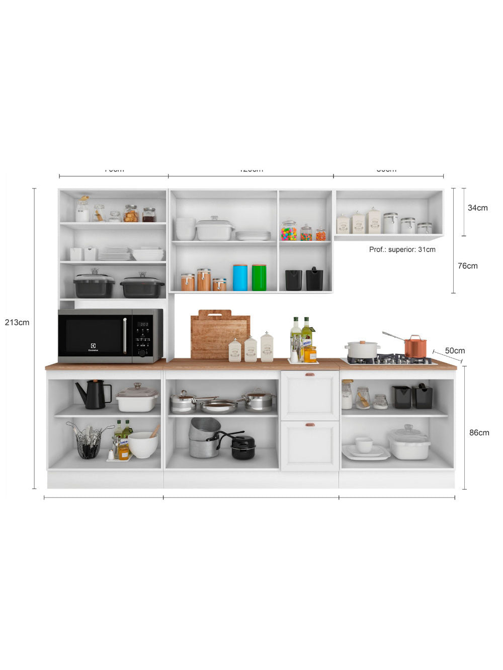 Cozinha Completa Modulada Olivia 12 Portas 2 Gavetas