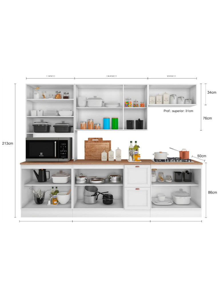 Cozinha Completa Modulada Olivia 12 Portas 2 Gavetas