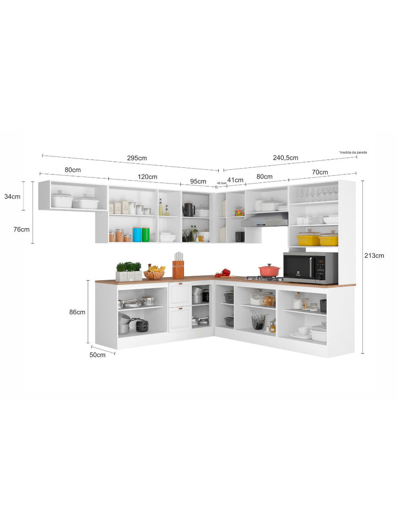 Cozinha Completa Modulada Olivia 18 Portas 2 Gavetas