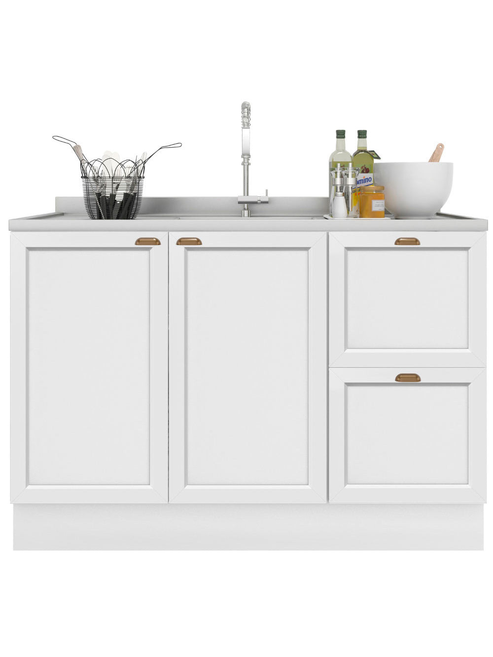 Balcão 2 Portas 2 Gavetas Olivia 120 cm sem tampo - Branco
