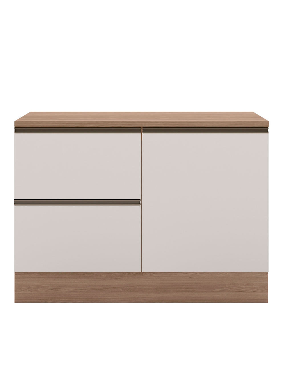 Balcão com Tampo 120cm 1 Porta 3 Gavetas Etna Poliman - Carvalho oak e Off White