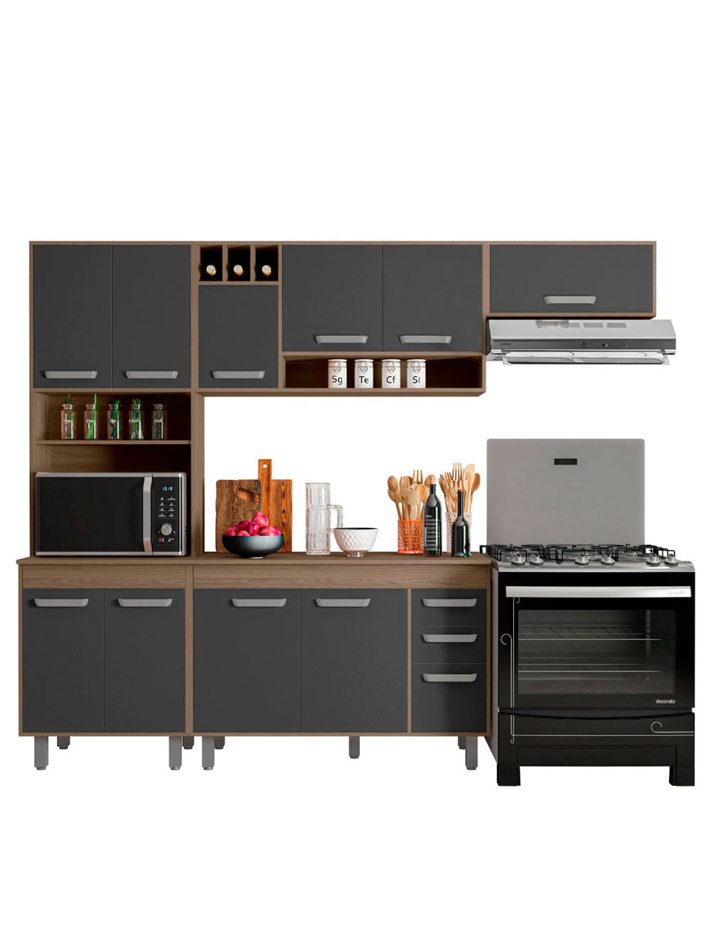 Cozinha Compacta 4 peças Balcão com Tampo Barcelona Poliman Móveis