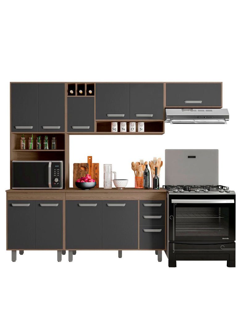 Cozinha Compacta 4 peças Balcão com Tampo Barcelona Poliman Móveis