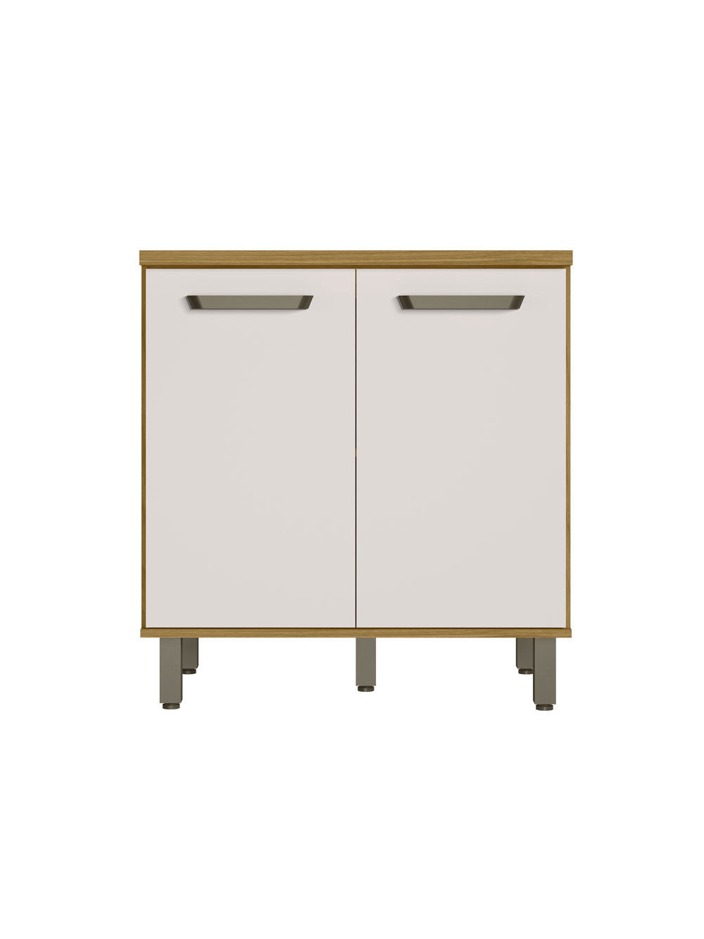 Balcão Criare 80cm com Tampo 2 Portas Poliman - Freijo e Off Acetinado