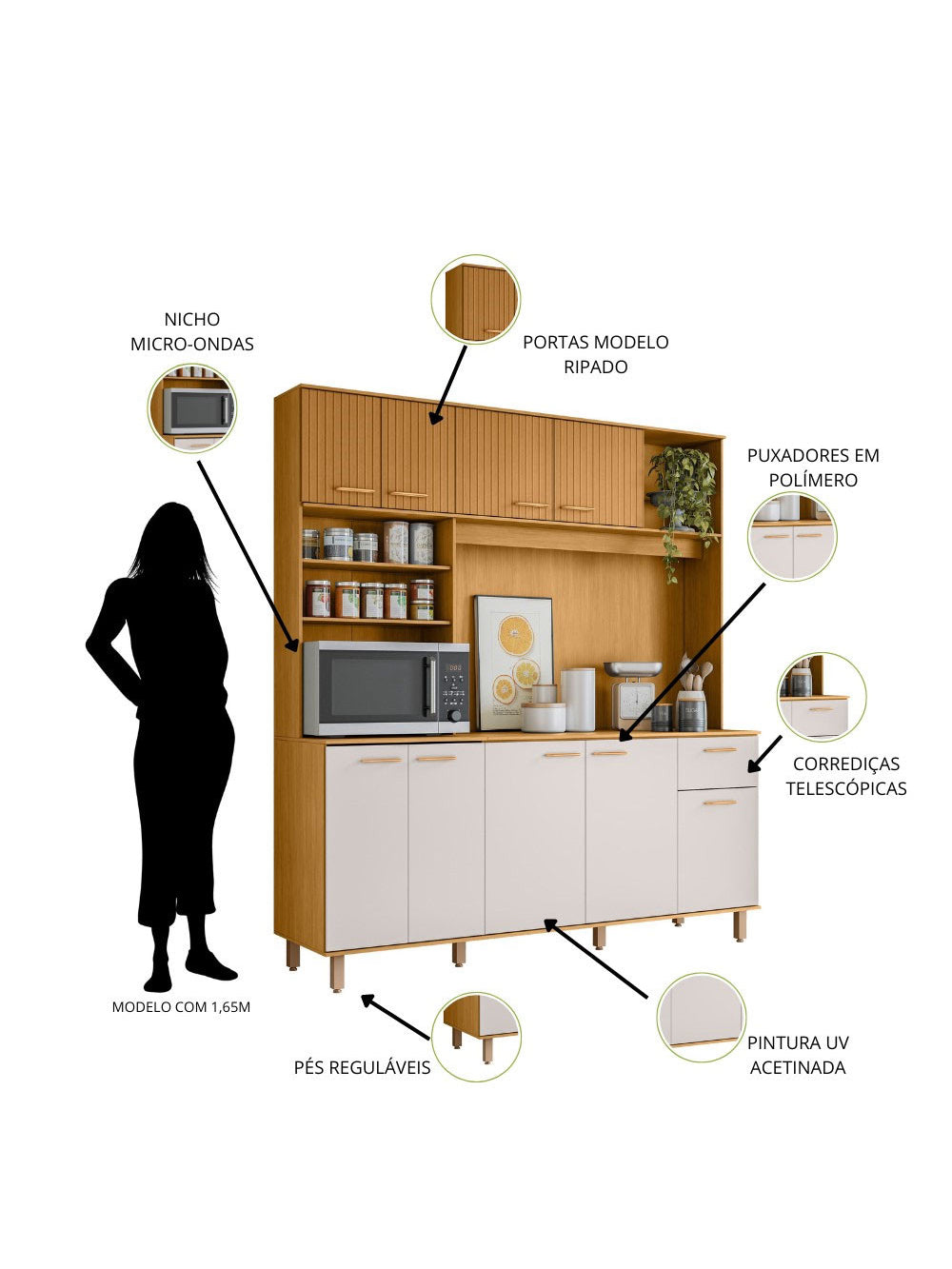 Kit Cozinha Núria 9 Portas 1 Gaveta Poliman