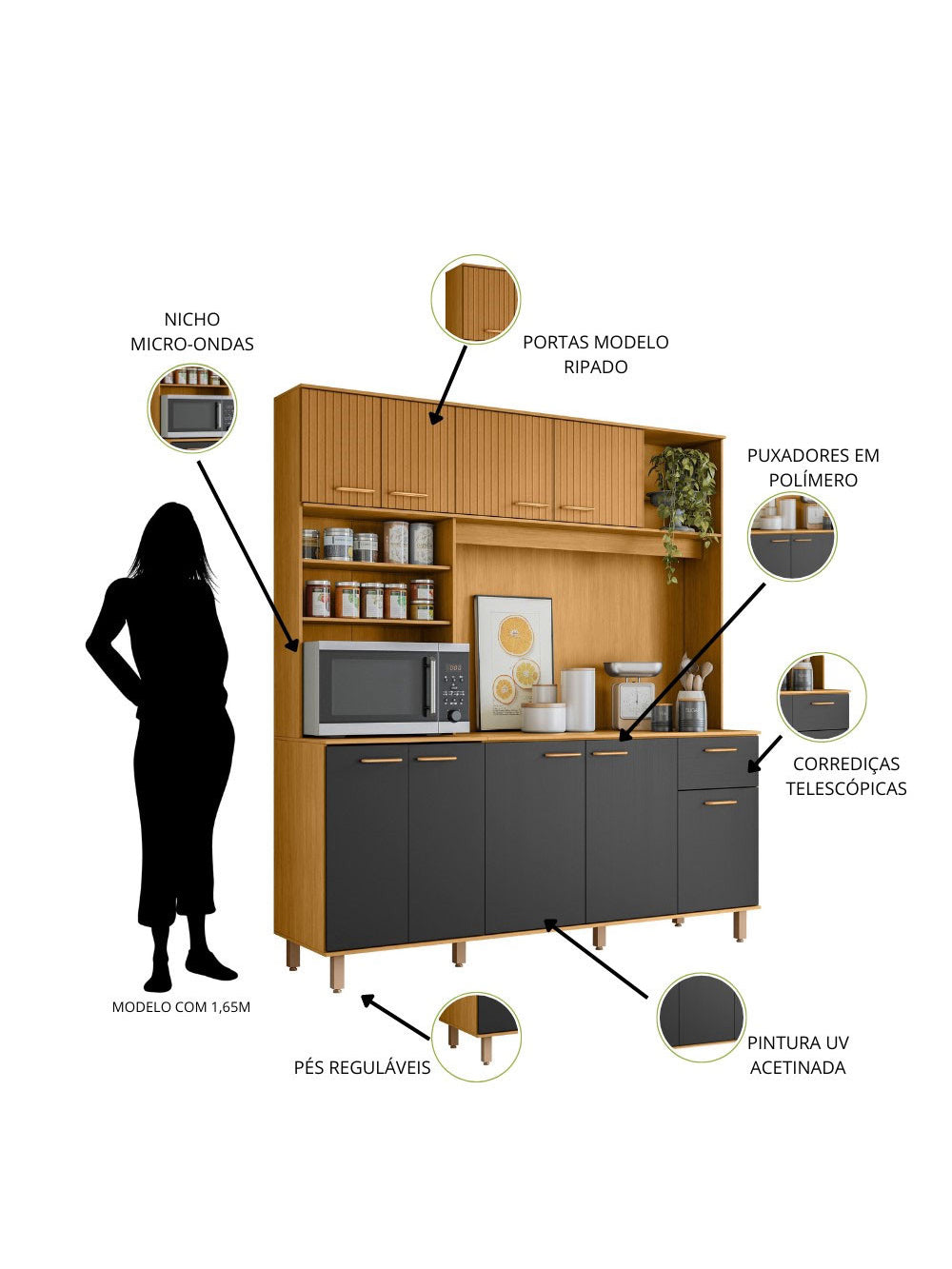 Kit Cozinha Núria 9 Portas 1 Gaveta Poliman