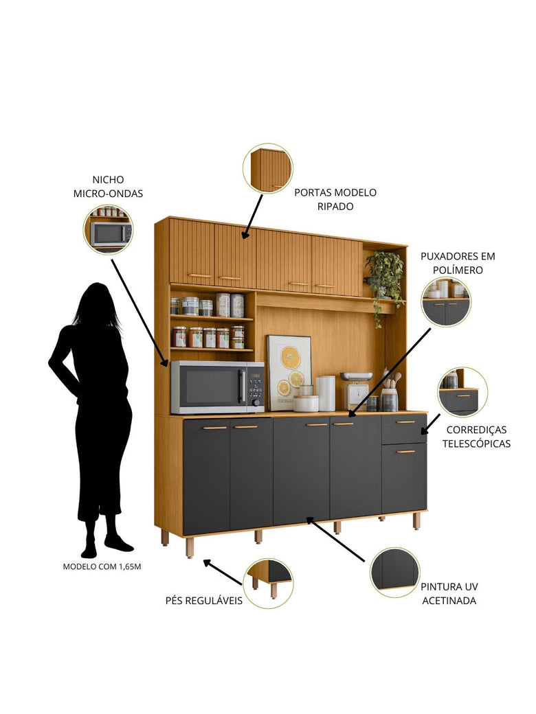 Kit Cozinha Núria 9 Portas 1 Gaveta Poliman