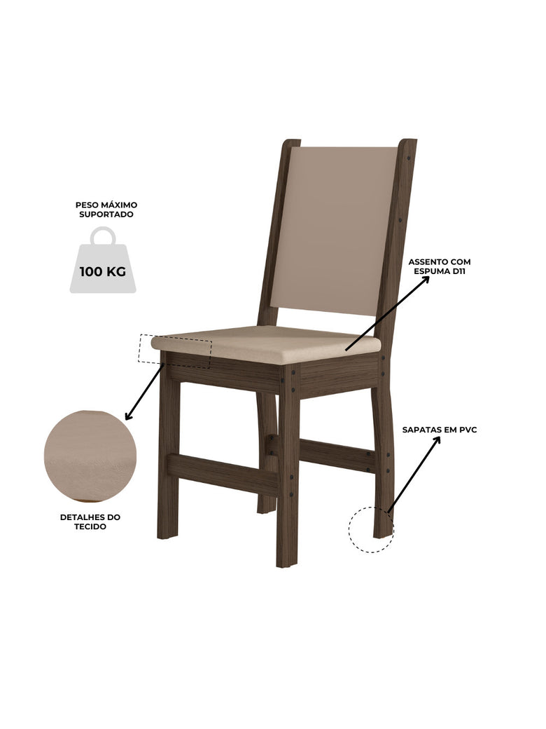 Mesa de Jantar Bellagio Retangular 108cm Com 4 Cadeiras Clara Poliman Móveis