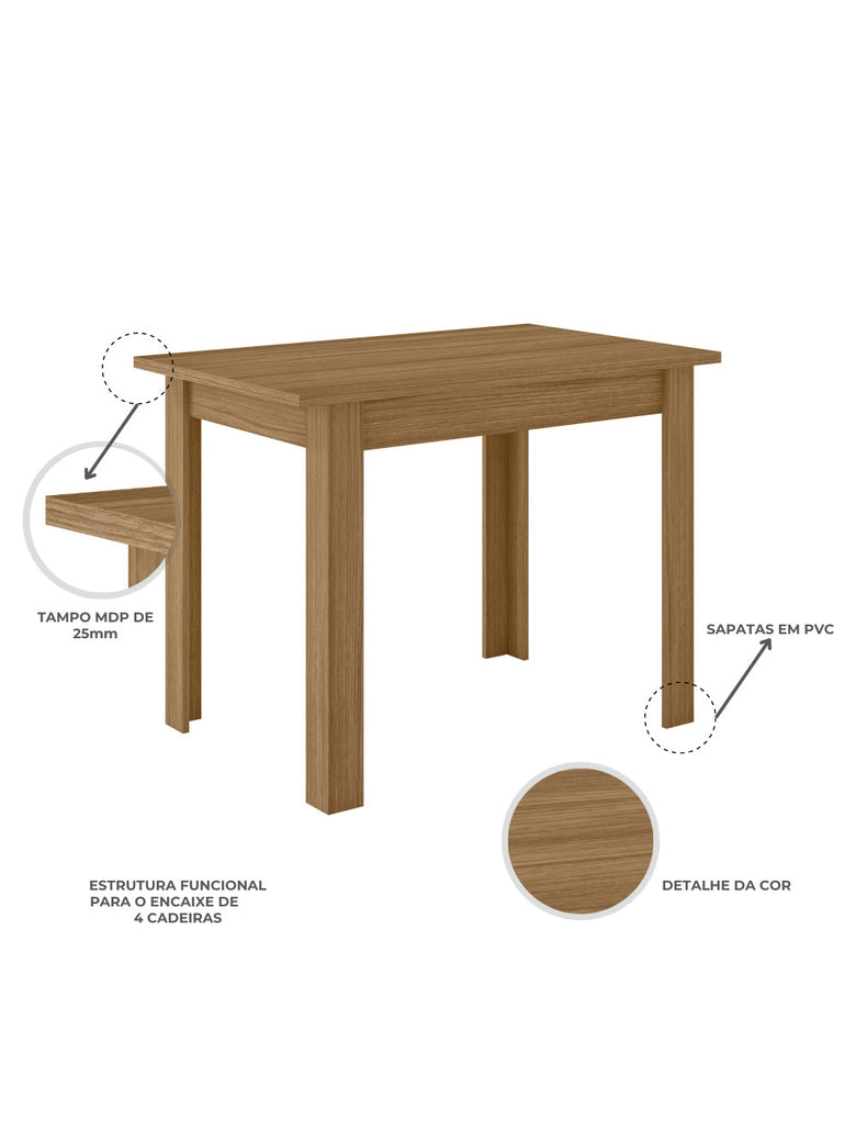 Mesa de Jantar Bellagio Retangular 108cm Com 4 Cadeiras Clara Poliman Móveis