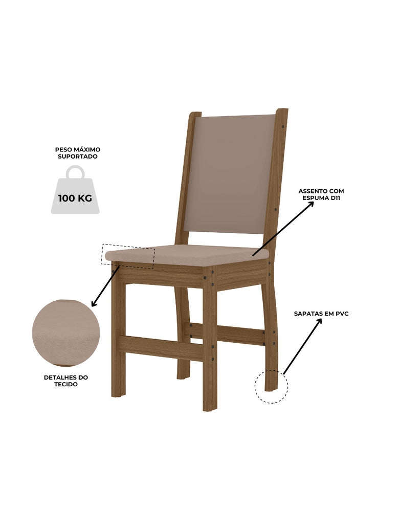 Mesa de Jantar Bellagio Retangular 108cm Com 4 Cadeiras Clara Poliman Móveis