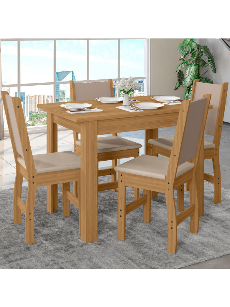 Mesa de Jantar Bellagio Retangular 108cm Com 4 Cadeiras Clara Poliman Móveis