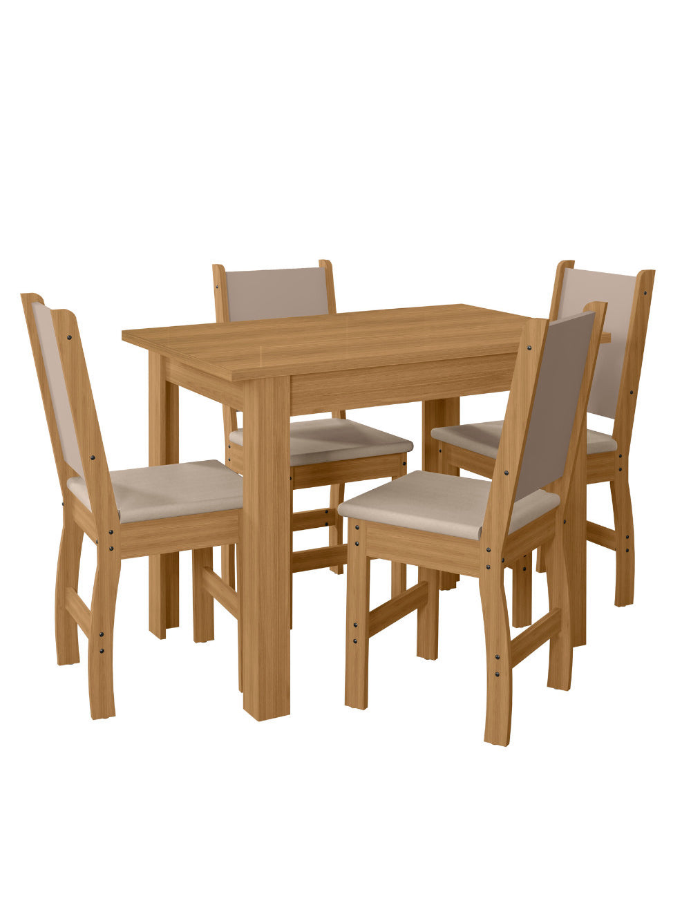 Mesa de Jantar Bellagio Retangular 108cm Com 4 Cadeiras Clara Poliman Móveis - Carvalho com Off White