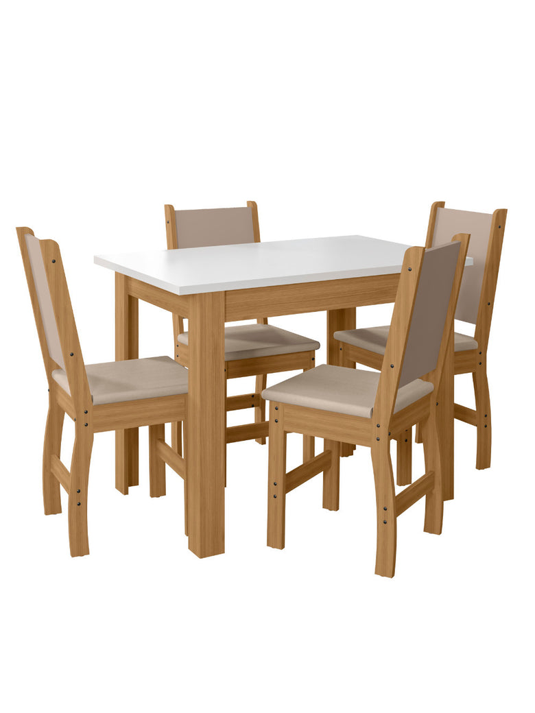 Mesa de Jantar Bellagio Retangular 108cm Com 4 Cadeiras Clara Poliman Móveis