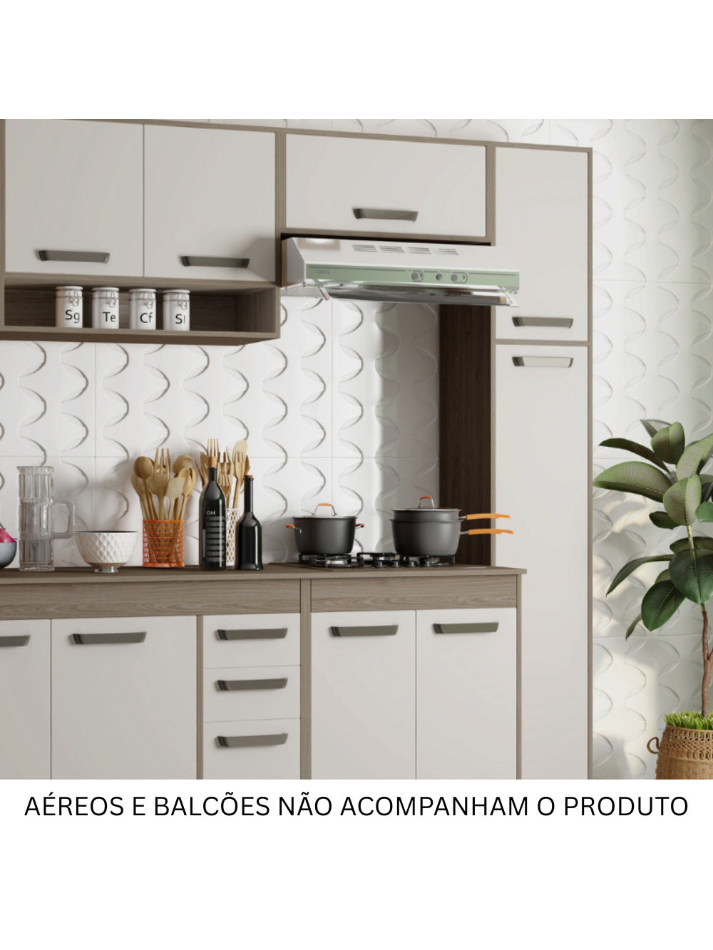 Paneleiro Simples Barcelona/Malta Poliman Moveis - Carvalho oak e Off White