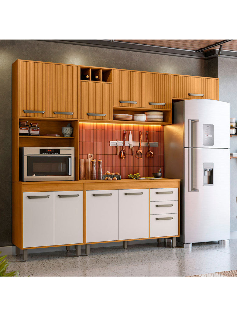 Cozinha Compacta 4 Peças com Balcão e Tampo Malta Poliman Moveis