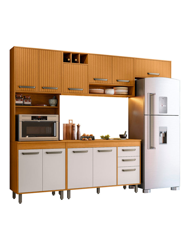 Cozinha Compacta 4 Peças com Balcão e Tampo Malta Poliman Moveis