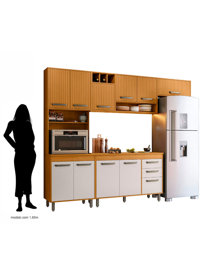Cozinha Compacta 4 Peças com Balcão e Tampo Malta Poliman Moveis