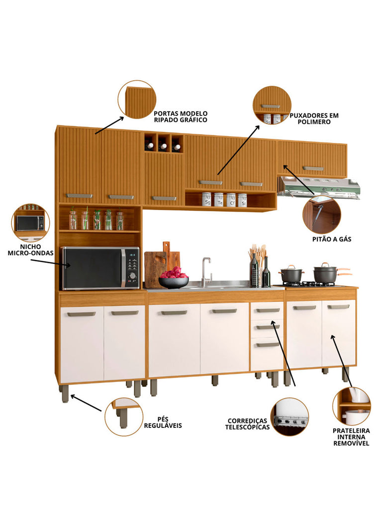 Cozinha Compacta 5 Peças com Balcão sem Tampo Malta Poliman Moveis
