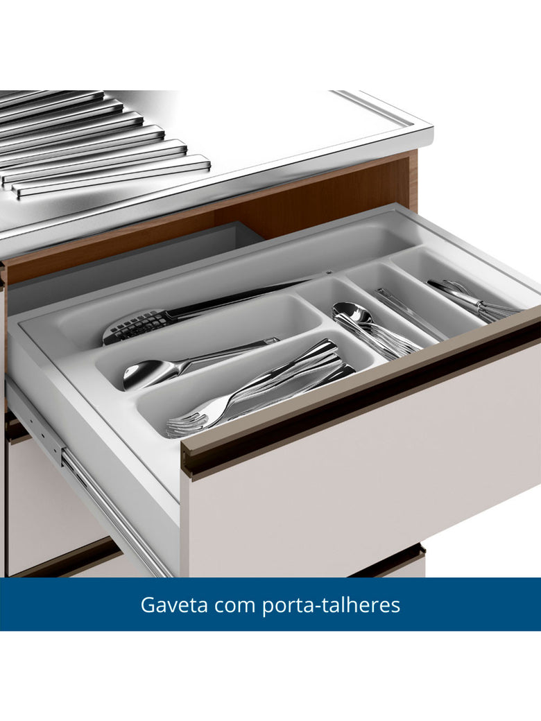 Balcão ETNA para Cuba Deslocada 1 Porta e 4 Gavetas Poliman Moveis