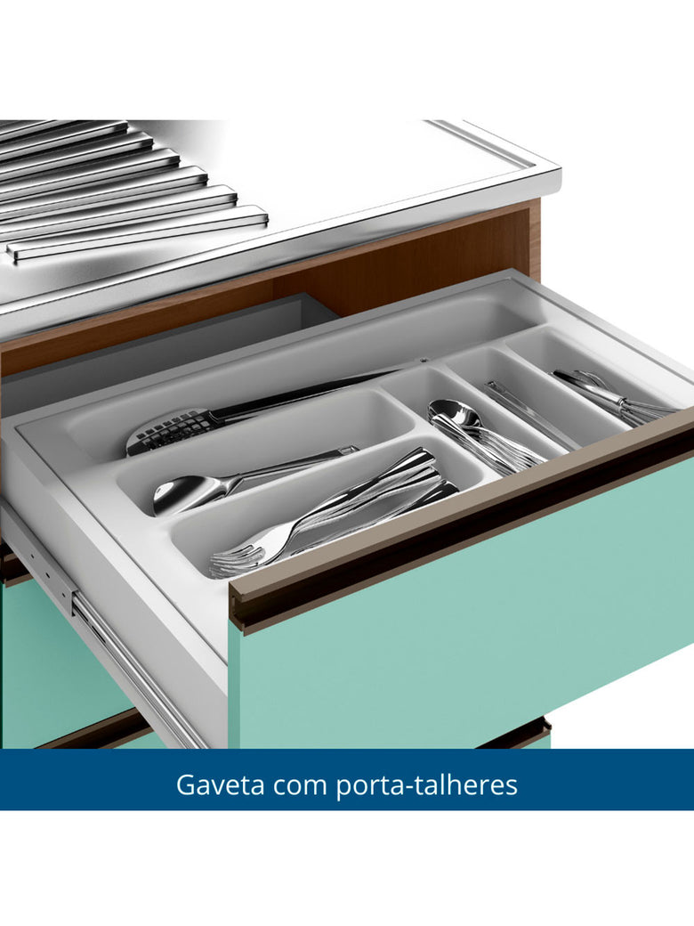 Balcão ETNA para Cuba Deslocada 1 Porta e 4 Gavetas Poliman Moveis