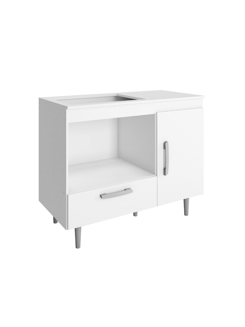 Balcão de Cozinha Alecrim 1 Porta e 1 Gaveta para Cooktop 4 Bocas Poliman Moveis - Branco