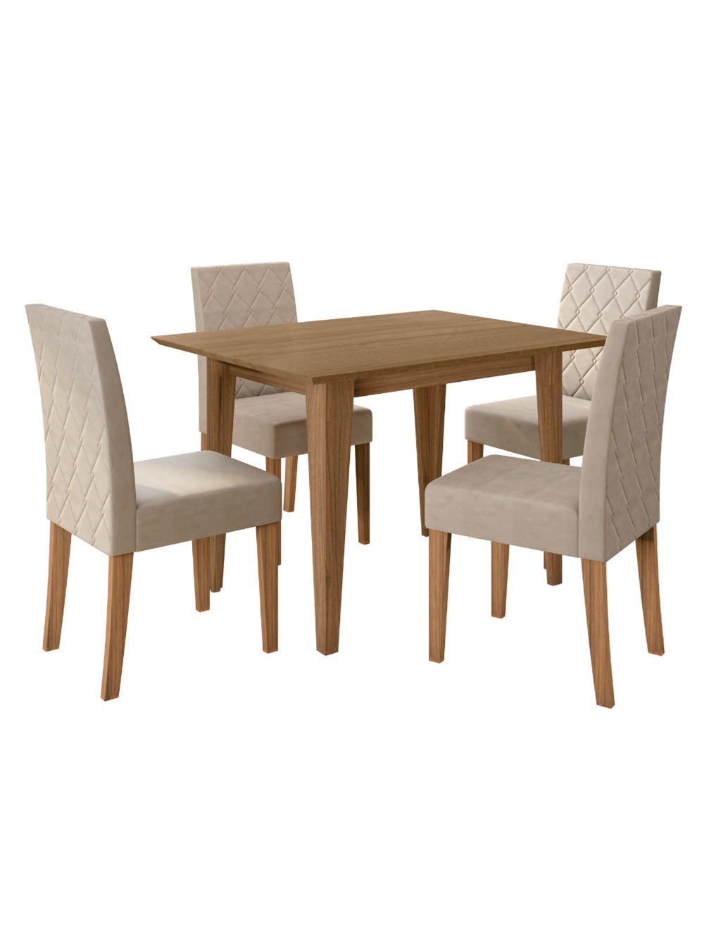 Conjunto Sala de Jantar Retangular Mesa Kate 120cm e 04 Cadeiras Jade Poliman Móveis - Amêndoa