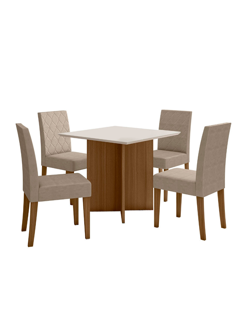 Conjunto Sala de Jantar Quadrada Mesa Helo 90cm e 04 Cadeiras Jade - Carvalho e Grafite