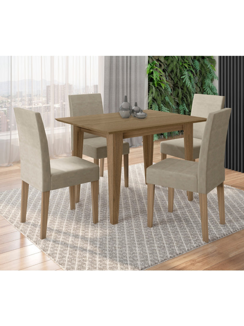 Conjunto Sala de Jantar Retangular Mesa Kate 120cm e 04 Cadeiras Josi Poliman Móveis