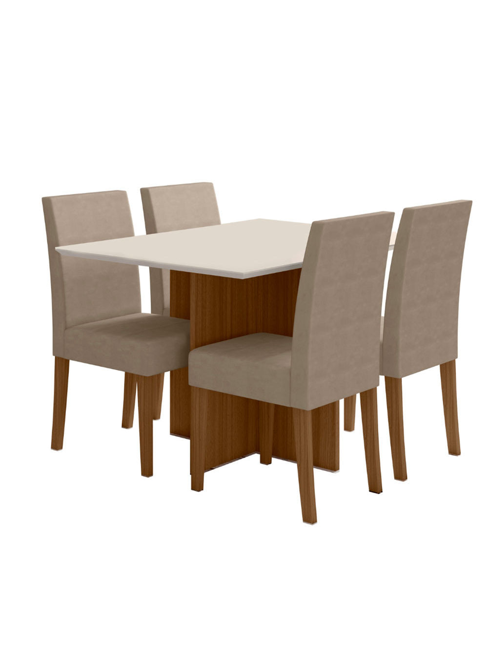 Conjunto Sala de Jantar Retangular Mesa Helo 120cm e 04 Cadeiras Josi Poliman Móveis - Carvalho com Grafite