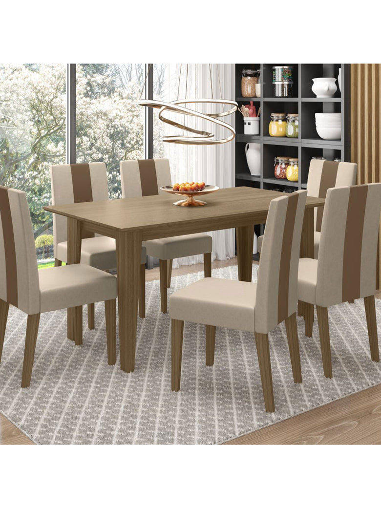 Mesa de Jantar Liz 6 Lugares com Cadeira Linea Poliman Móveis