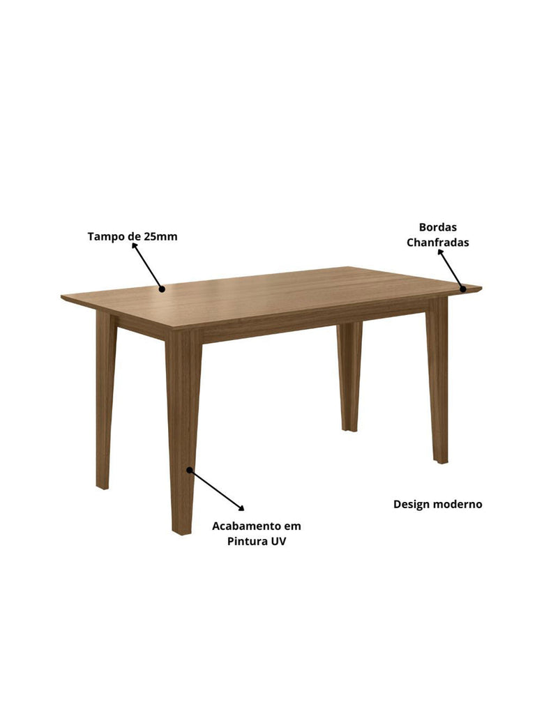 Mesa de Jantar Liz 6 Lugares com Cadeira Linea Poliman Móveis