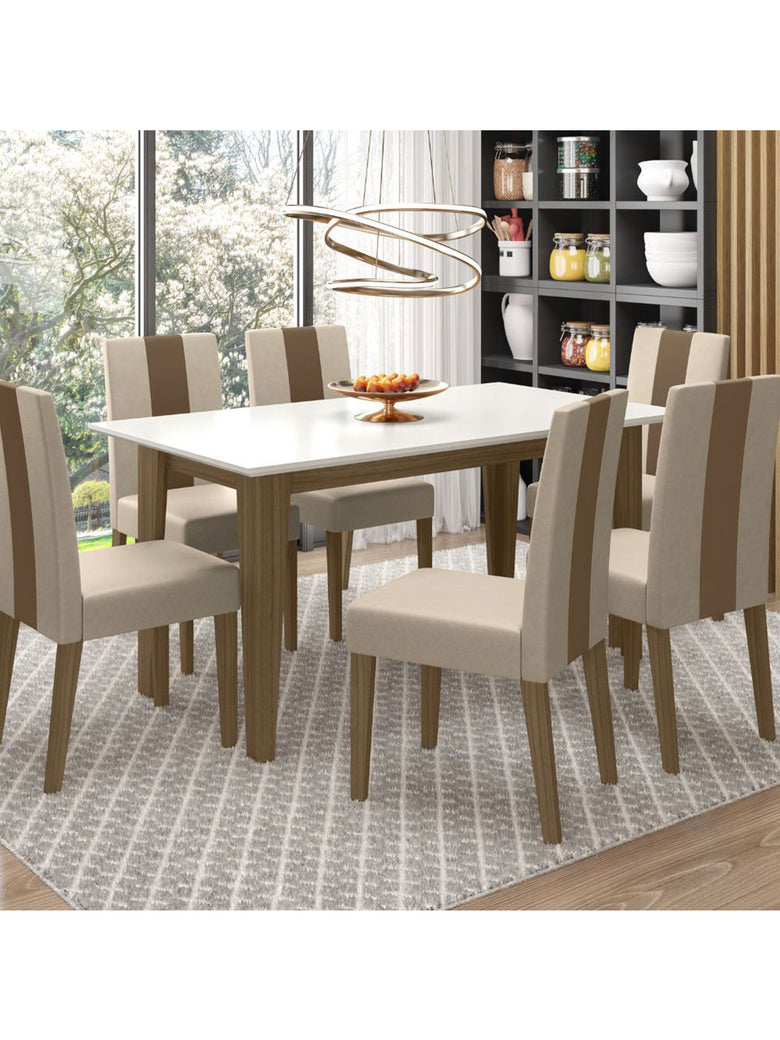 Mesa de Jantar Liz 6 Lugares com Cadeira Linea Poliman Móveis