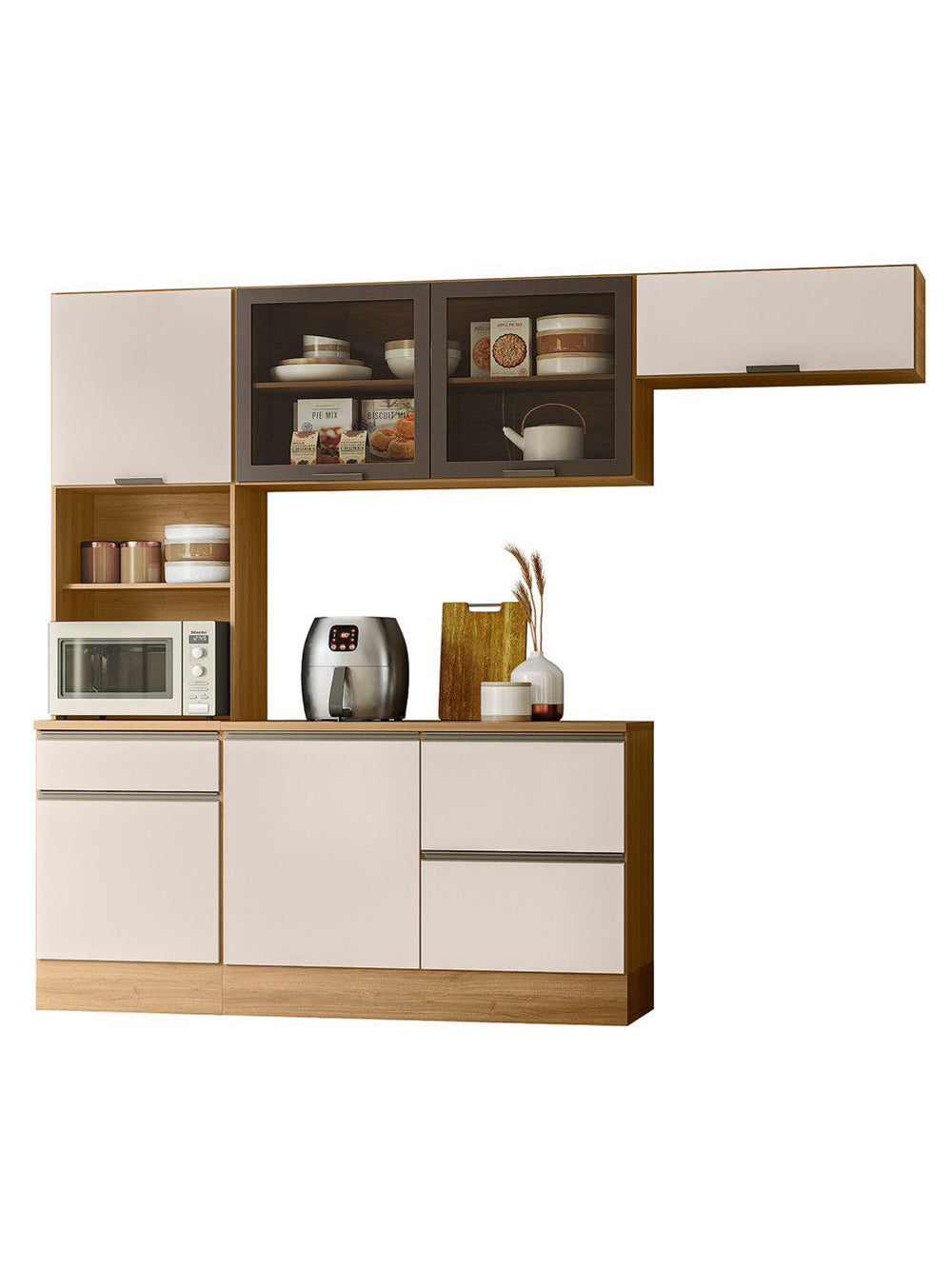 Cozinha Modulada Etna 4 peças Poliman Móveis - Carvalho oak e Off White