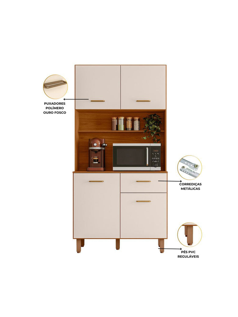 Kit Cozinha 04 Portas 01 Gaveta New Izis Poliman Móveis