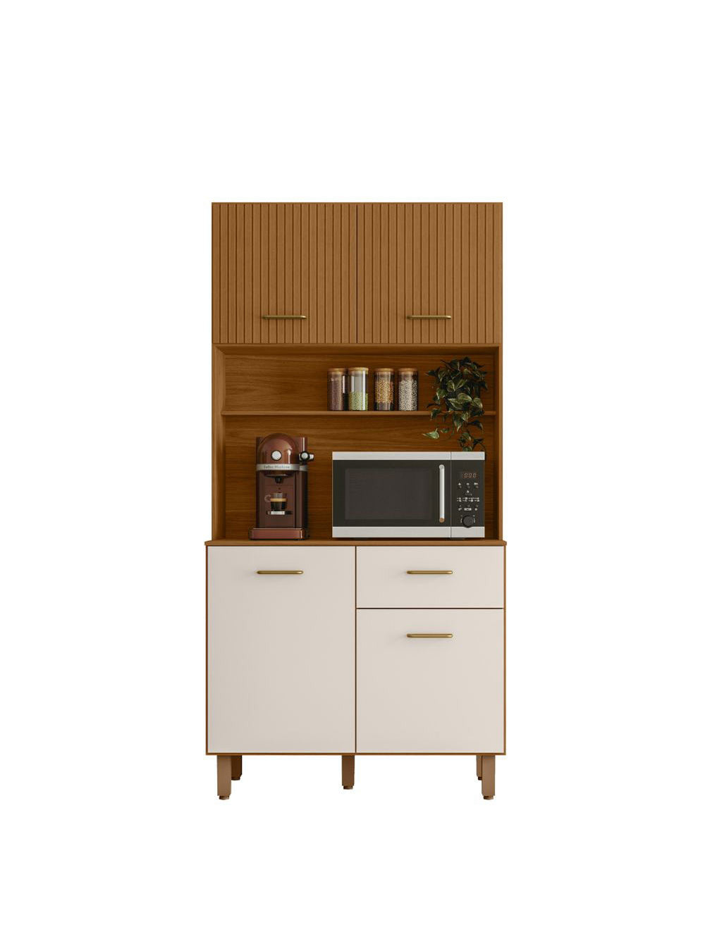 Kit Cozinha 04 Portas 01 Gaveta New Izis Poliman Móveis - Freijo/Off