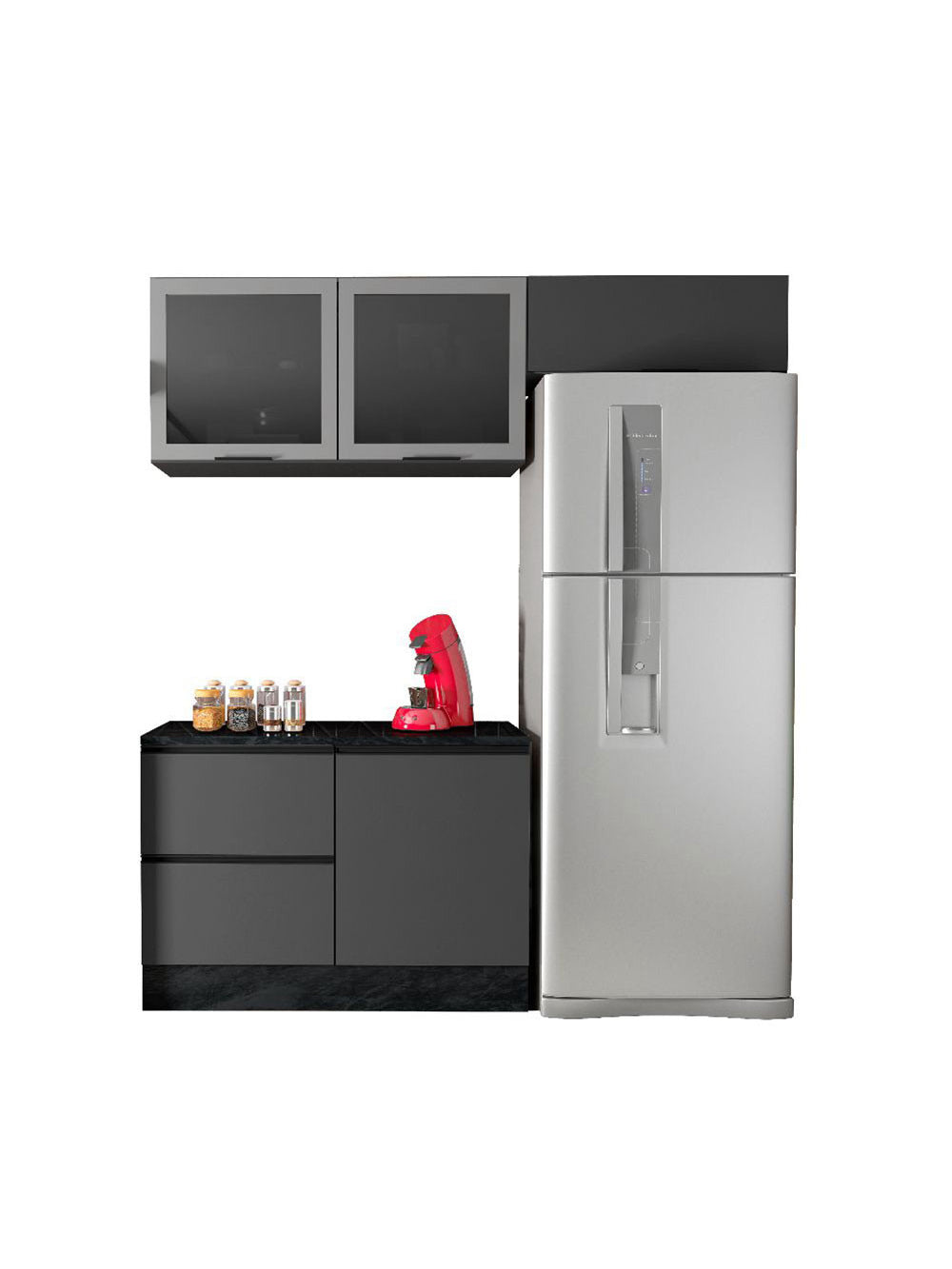 Cozinha Modulada Etna 4 Peças Cooktop Poliman Móveis - Grafite