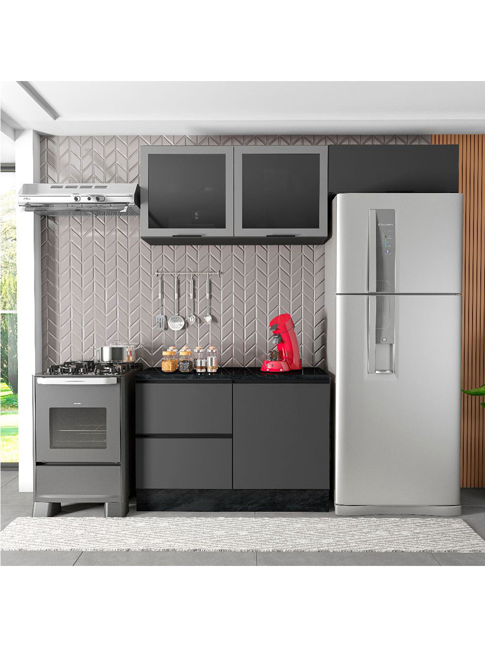 Cozinha Modulada Etna 4 Peças Cooktop Poliman Móveis