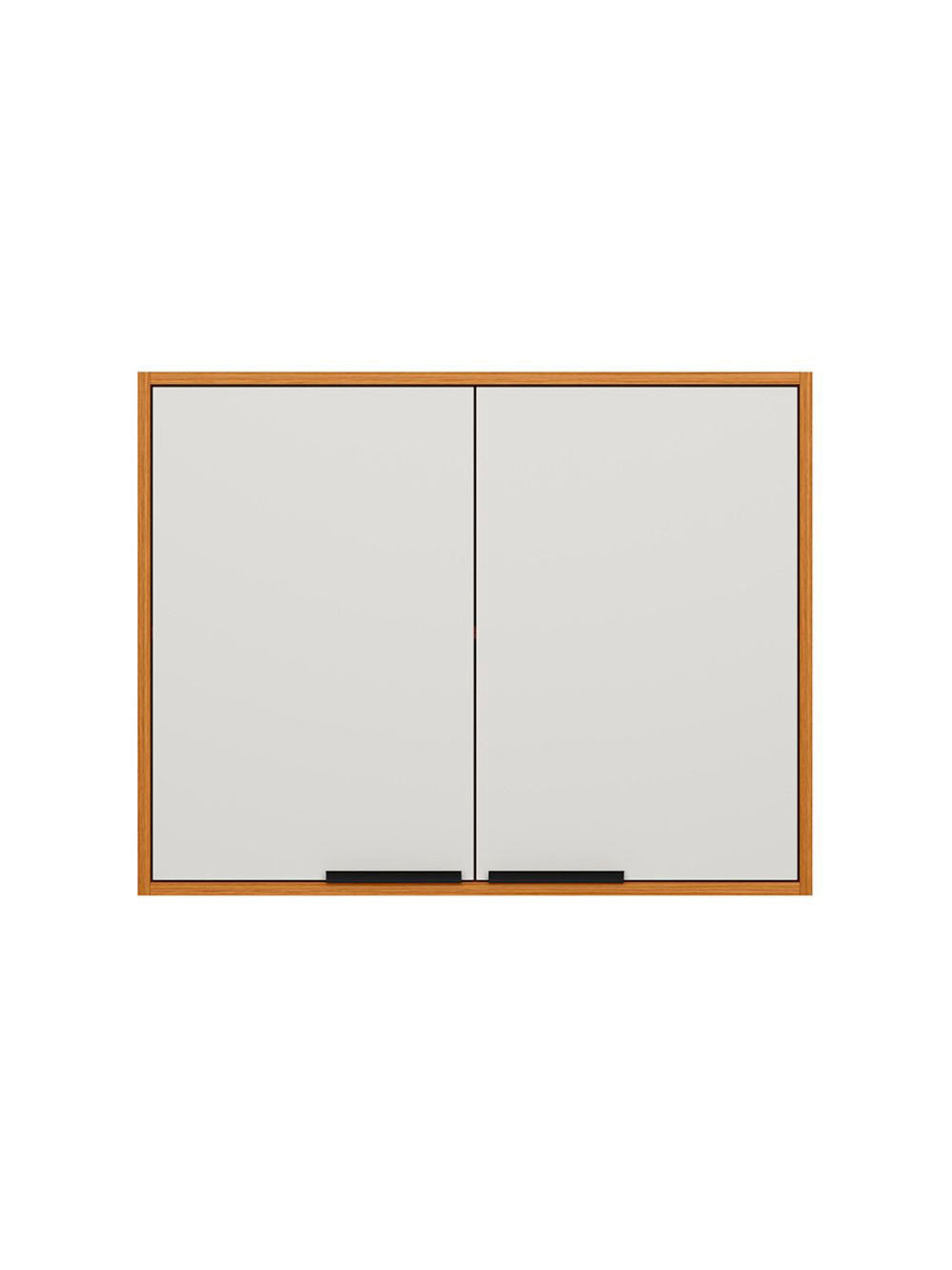 Armário Aéreo 80cm 02 Portas Ravena Poliman Móveis - Freijo e Off Acetinado